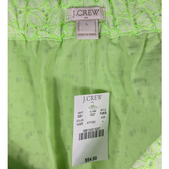 J.Crew L Neon Green Lace Skirt Cotton Blend Lined NWT Bright Summer Spring - Picture 3 of 4
